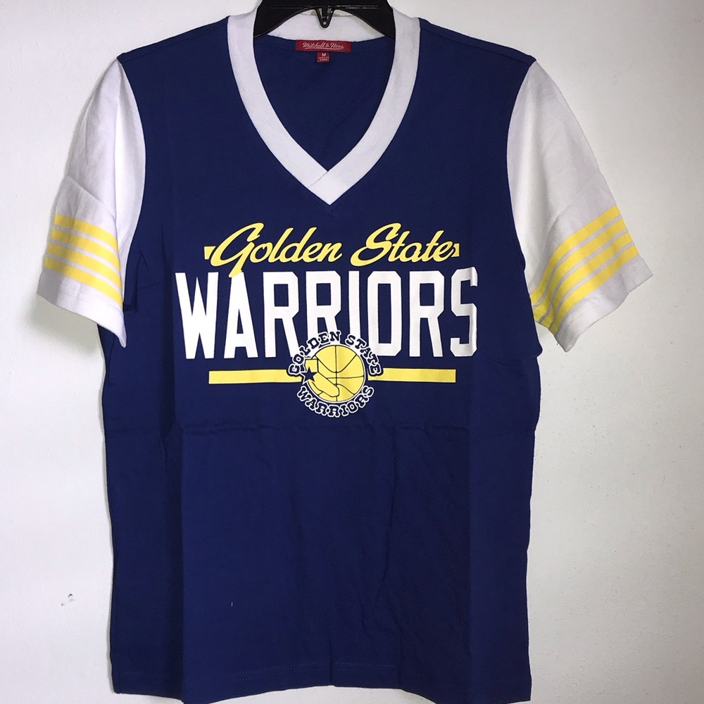 Medium Women’s Blue and White Golden State Warriors Tee retro script brand new